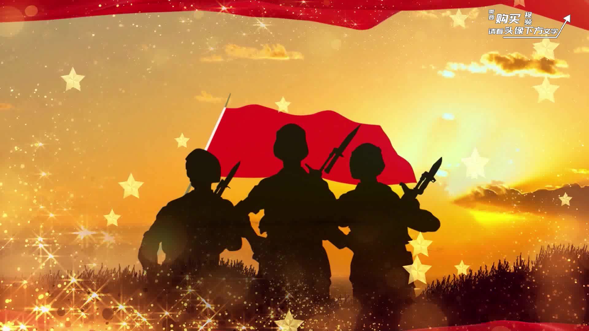 绿色军衣伴奏 有声歌唱祖国当兵的人建党国庆军歌led背景视频素材