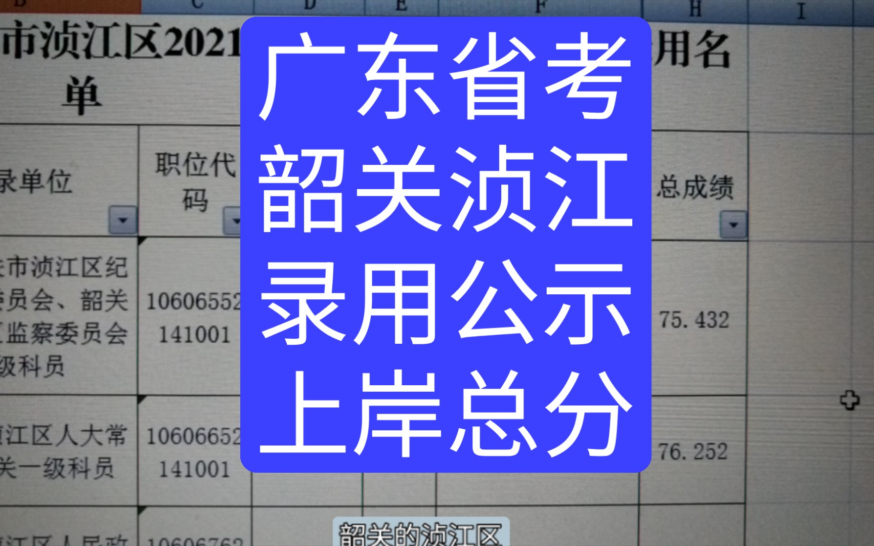 【21广东省考上岸分】韶关浈江录用公示哔哩哔哩bilibili