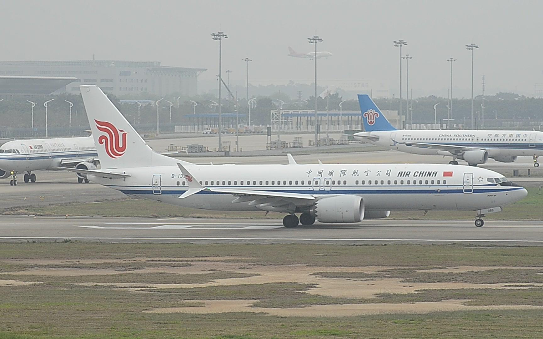 初投稿20180317广州白云国际机场国航737max8跑道19起飞