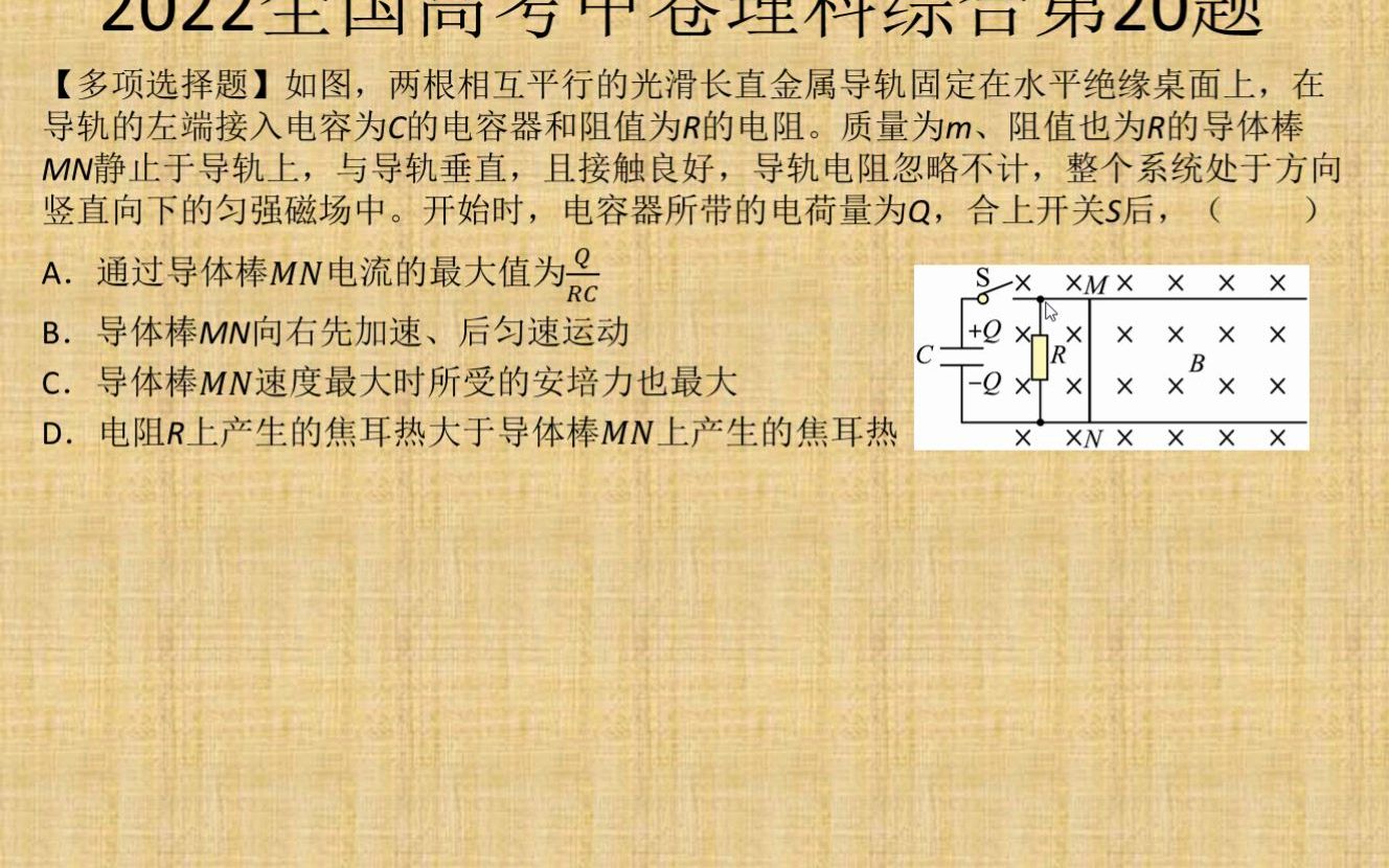 【丁老师讲堂】第240期:有电容器放电的导体棒切割磁感线运动哔哩哔哩bilibili