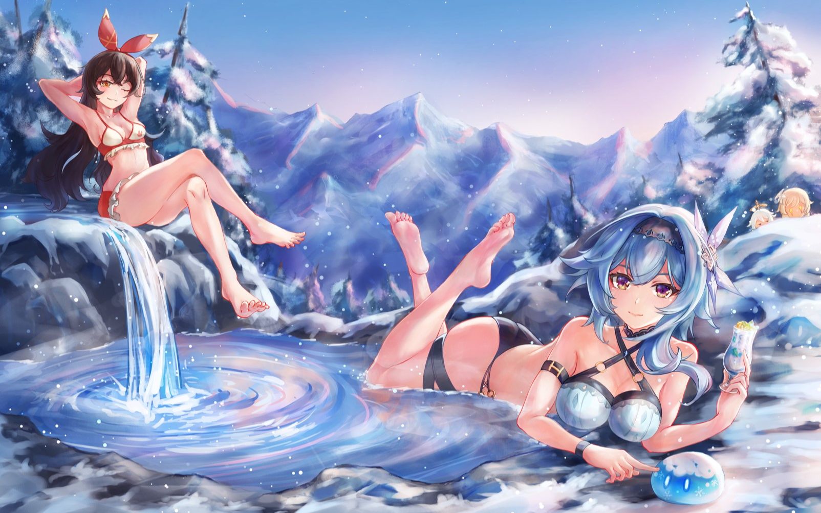 — 优菈&安柏·雪山泡澡