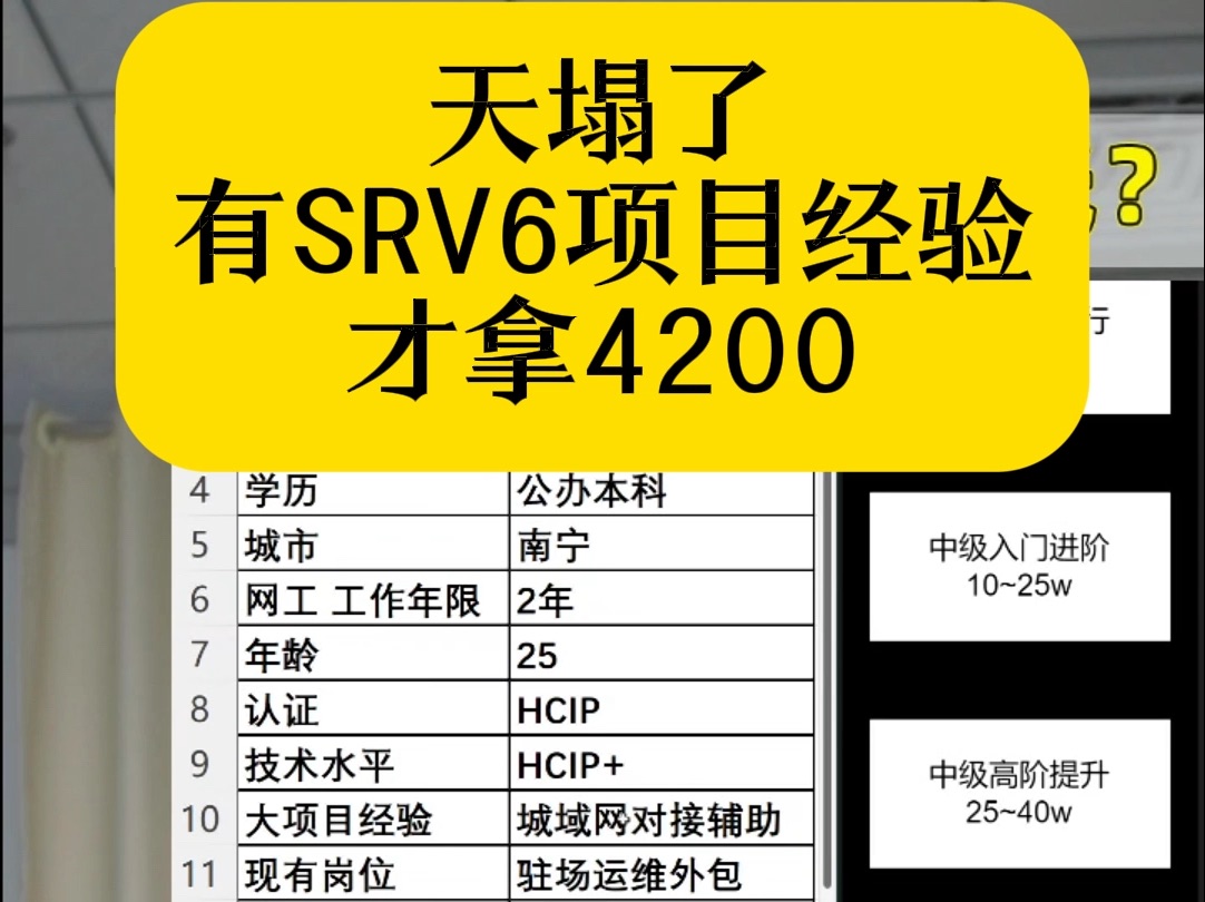 天塌了有SRV6项目经验才拿4200哔哩哔哩bilibili