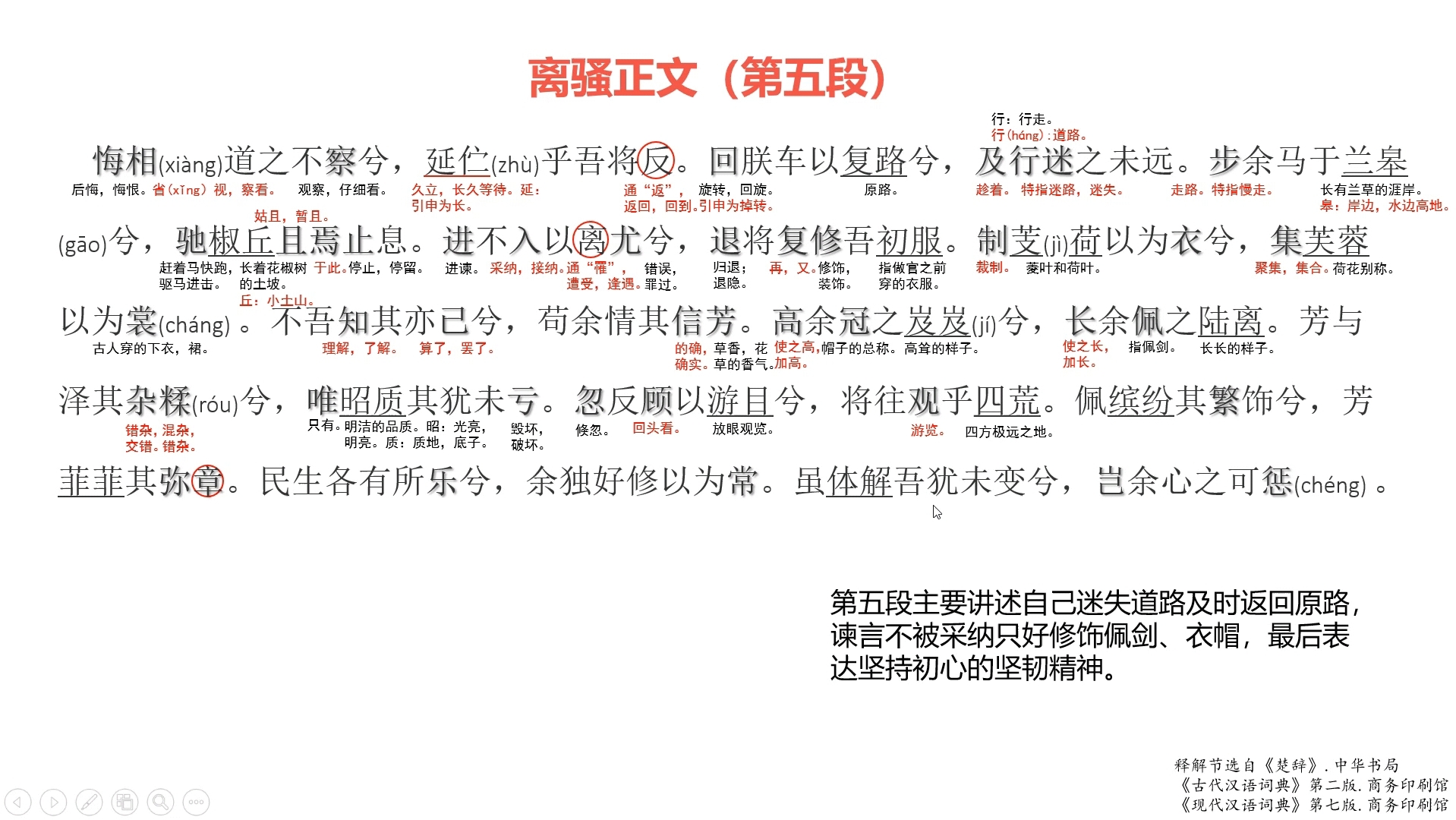 [图]离骚正文第五段字解及段落翻译