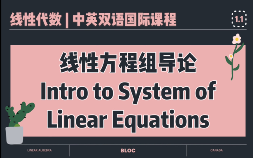 [图]【中英双语国际课堂-线性代数】线性代数基础之线性方程组简介