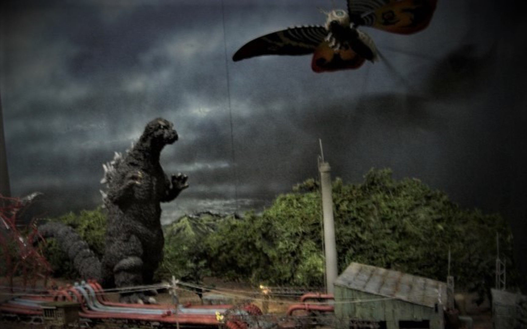 随手发~ 1964哥斯拉对摩斯拉场景,日本场景大神网友制作,特摄场面风格