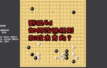 [图]野狐4d棋谱讲解：如何改进棋形和攻击方向？李源鲲棋友杯第三轮，陈力对报之以歌。