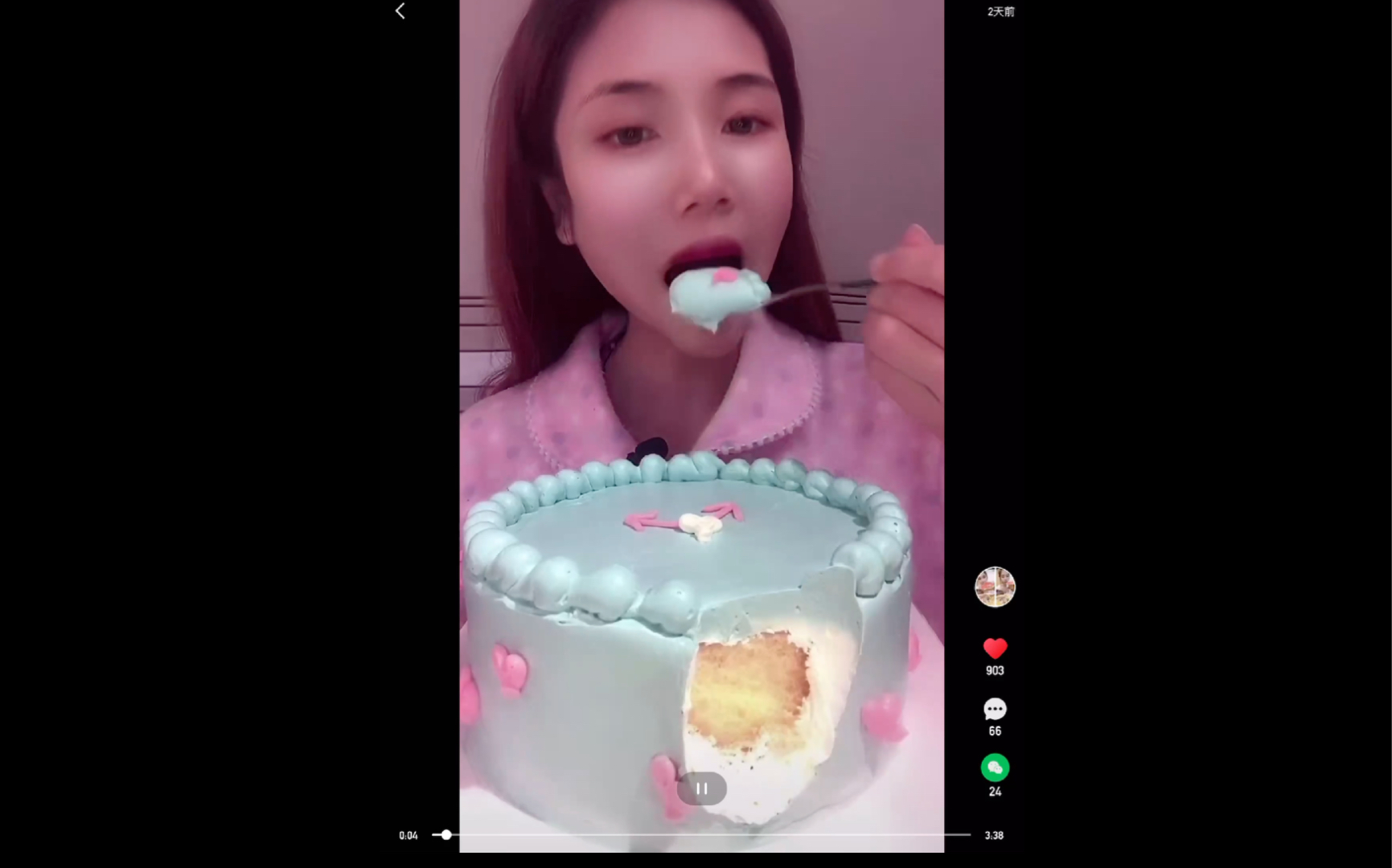 这个奶油蛋糕最起码还有点果酱哦敏敏吃一整个奶油蛋糕食音声控