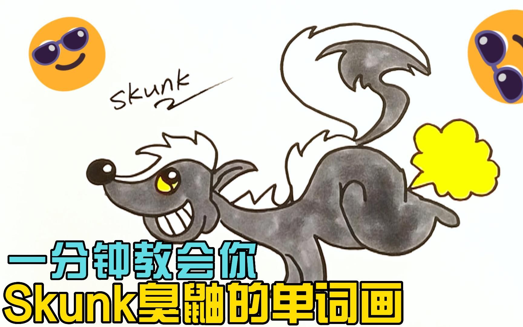 [图]一分钟教会你skunk臭鼬的单词画