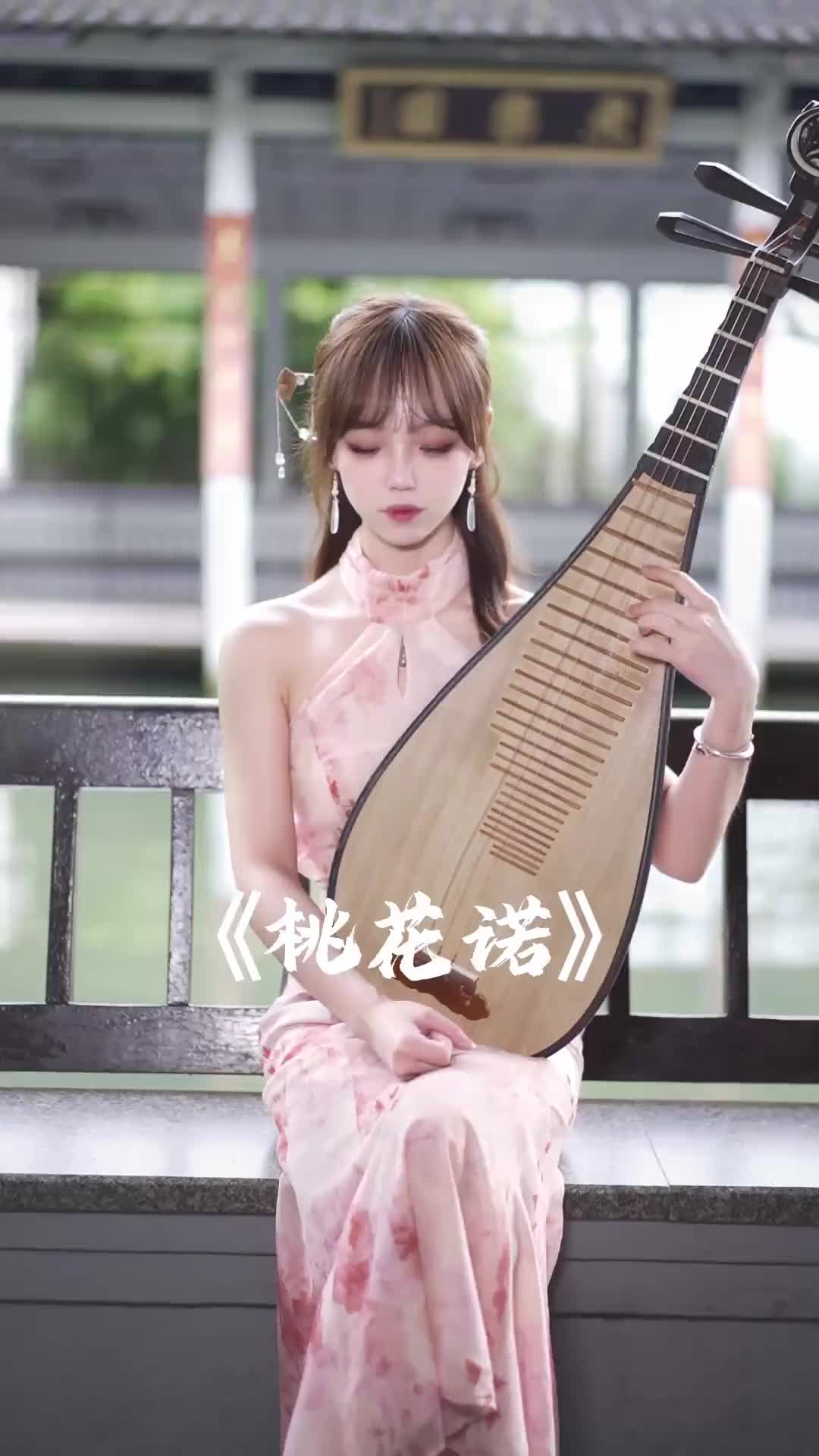 花斑斑留在爱你的路桃花诺东方美学旗袍琵琶新中式