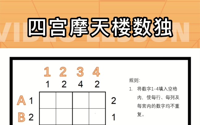 笋宝玩数独:四宫摩天楼数独,网课 #宁波 #数独 #思维逻辑