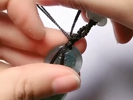 (直孔)和田玉吊坠挂件四股绳绑法教学