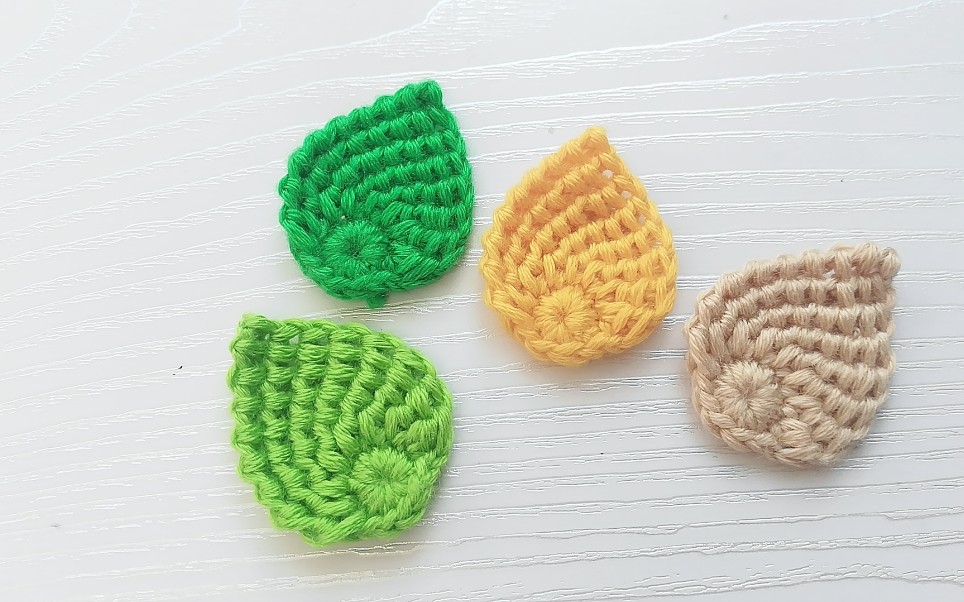 钩针编织简单小树叶,学会了宝宝幼儿园手工不用发愁