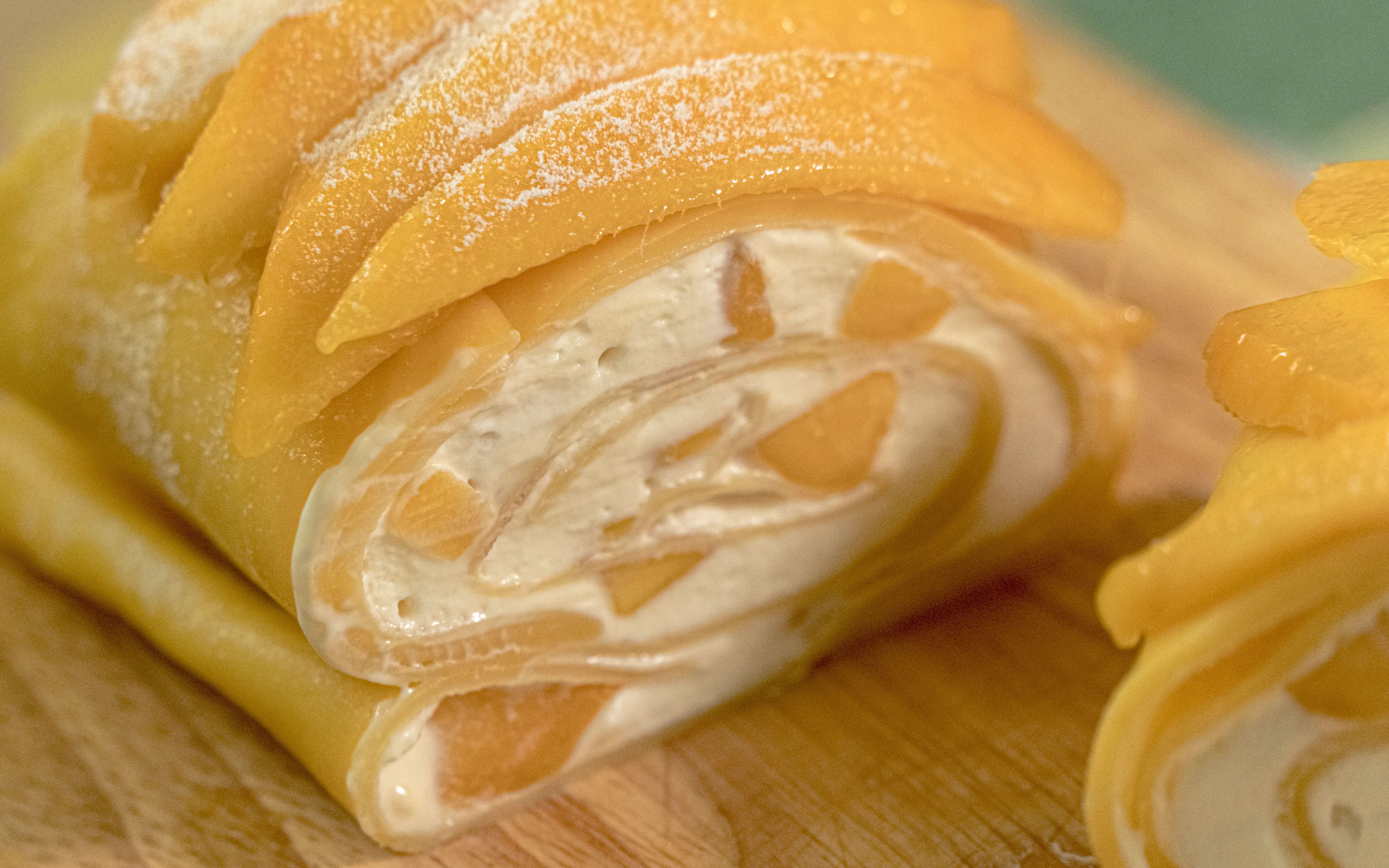 平底锅搞定q弹芒果毛巾卷