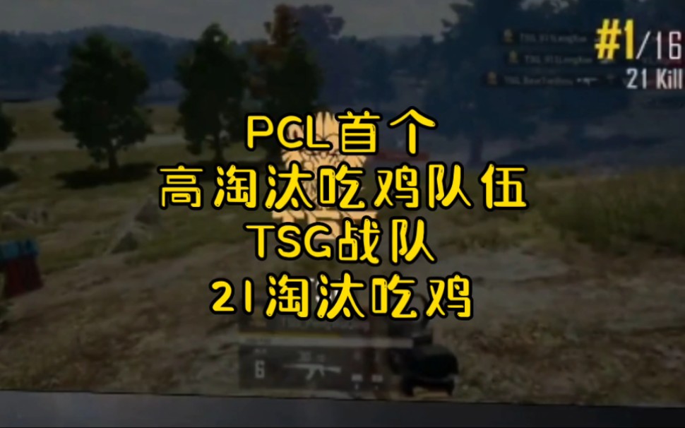 PCL联赛首个高淘汰吃鸡队伍,TSG战队21淘汰吃鸡,出了名的炮队哔哩哔哩bilibiliPUBG赛事