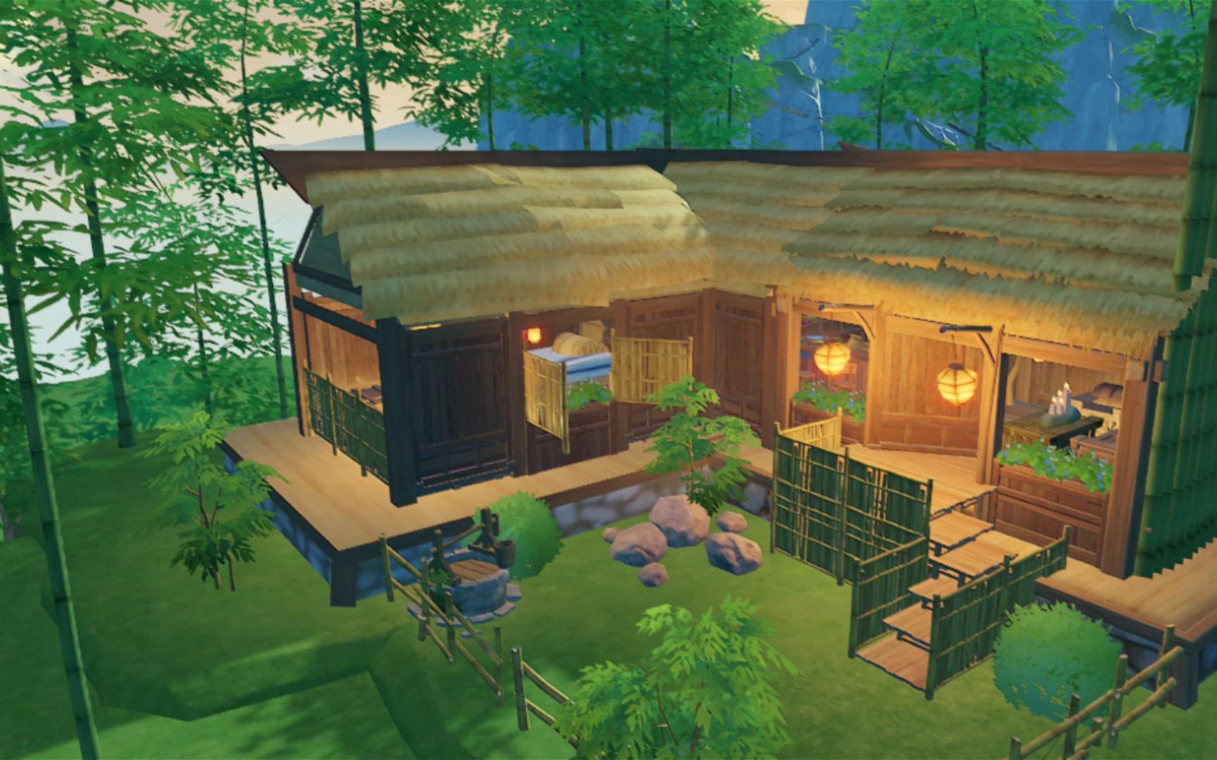 【原神 尘歌壶】竹林草庐,避世而居:行到水穷处,坐看云起时.