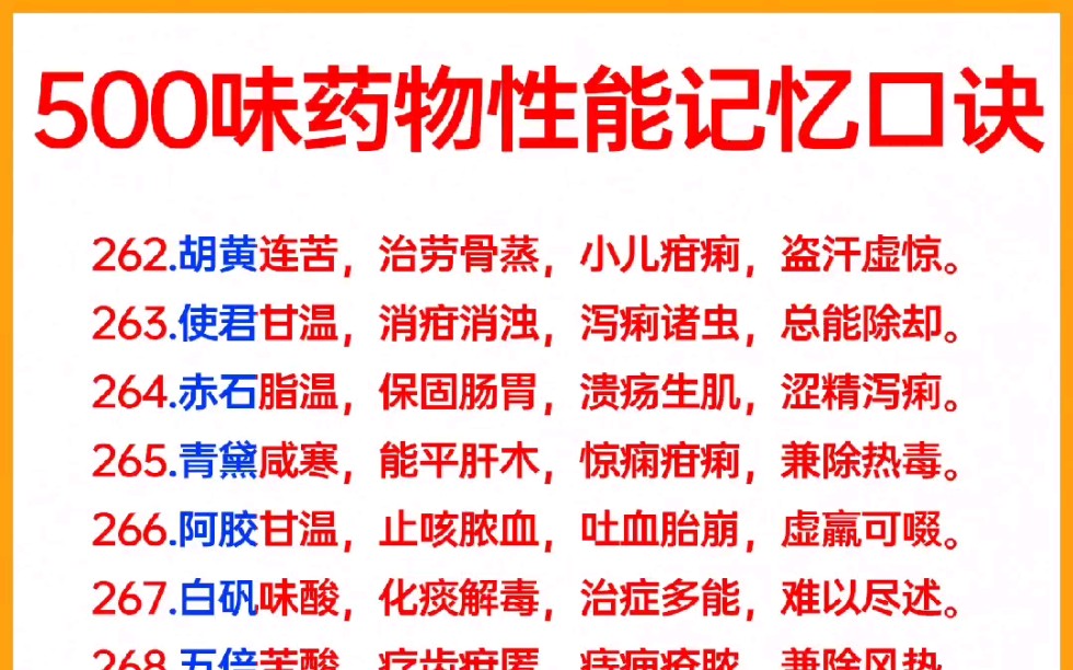 【草本速记药考课】中药药物性能记忆口诀500味,第三篇|执业药师备考|执业药师考试哔哩哔哩bilibili