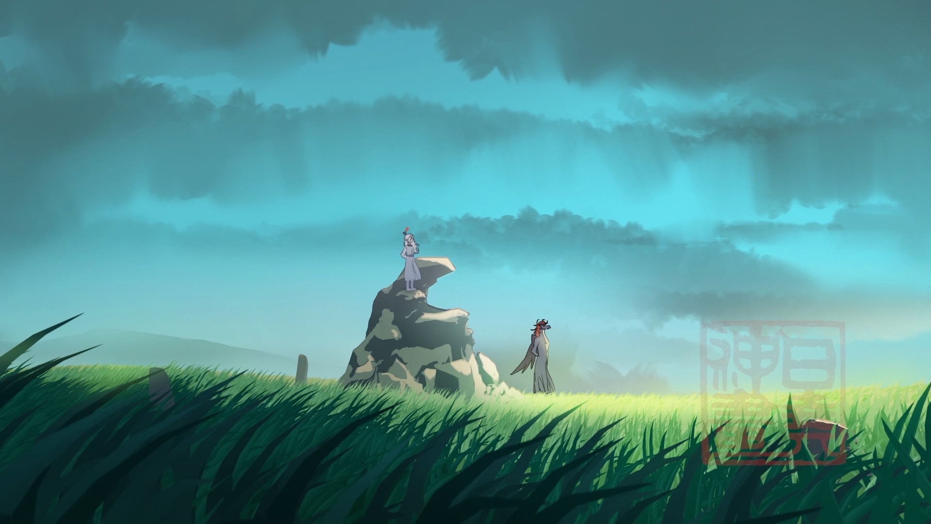 为《故宫里的大怪兽》绘制的水墨风2d动画