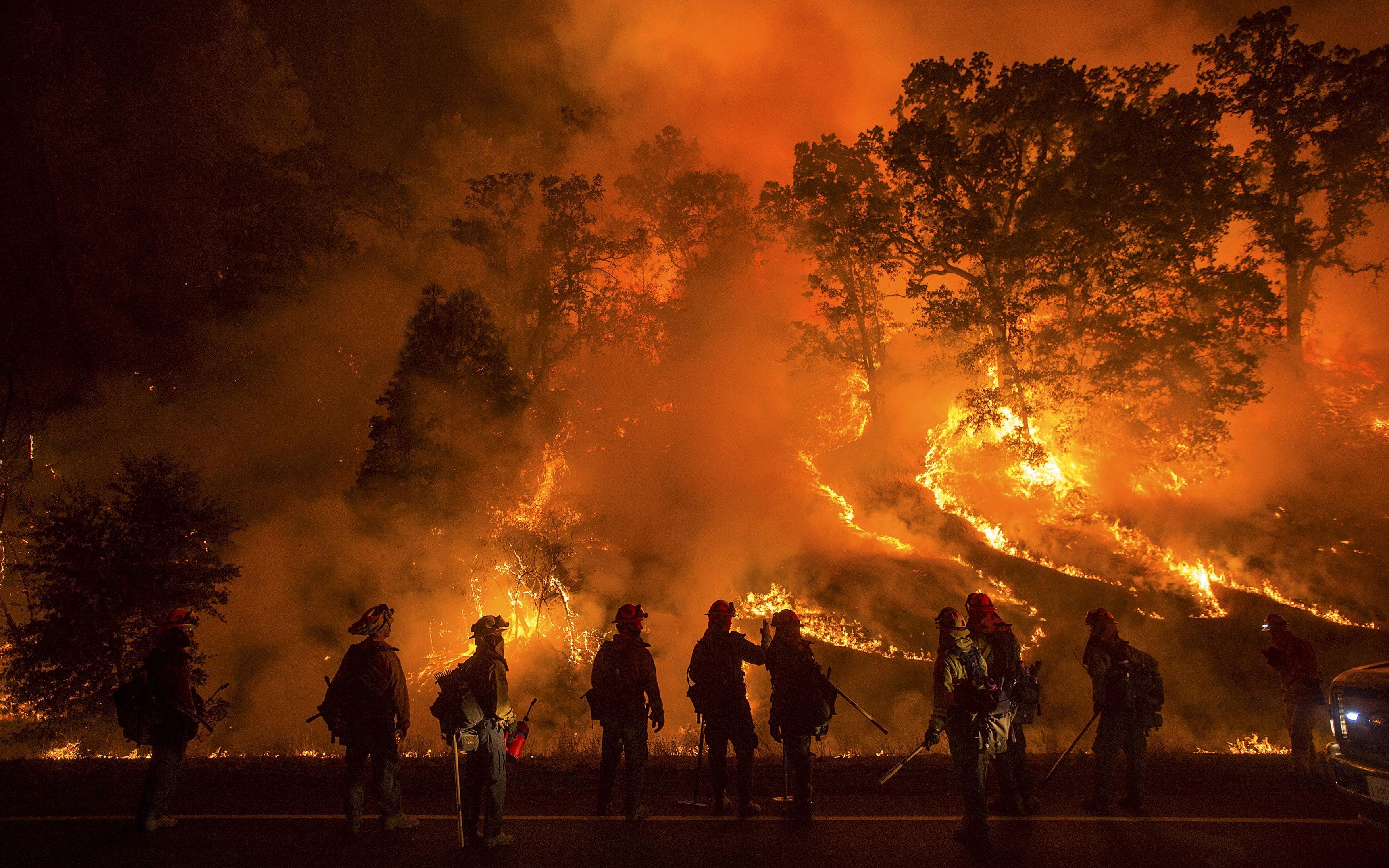 现场宛如末日大片,美国北达科他州梅多拉森林大火燃烧好几天了