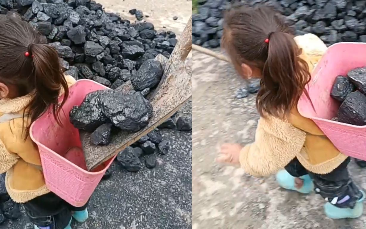 [图]农村孩子背着跟自己一半高的背篓干活，网友看法不一吵翻天