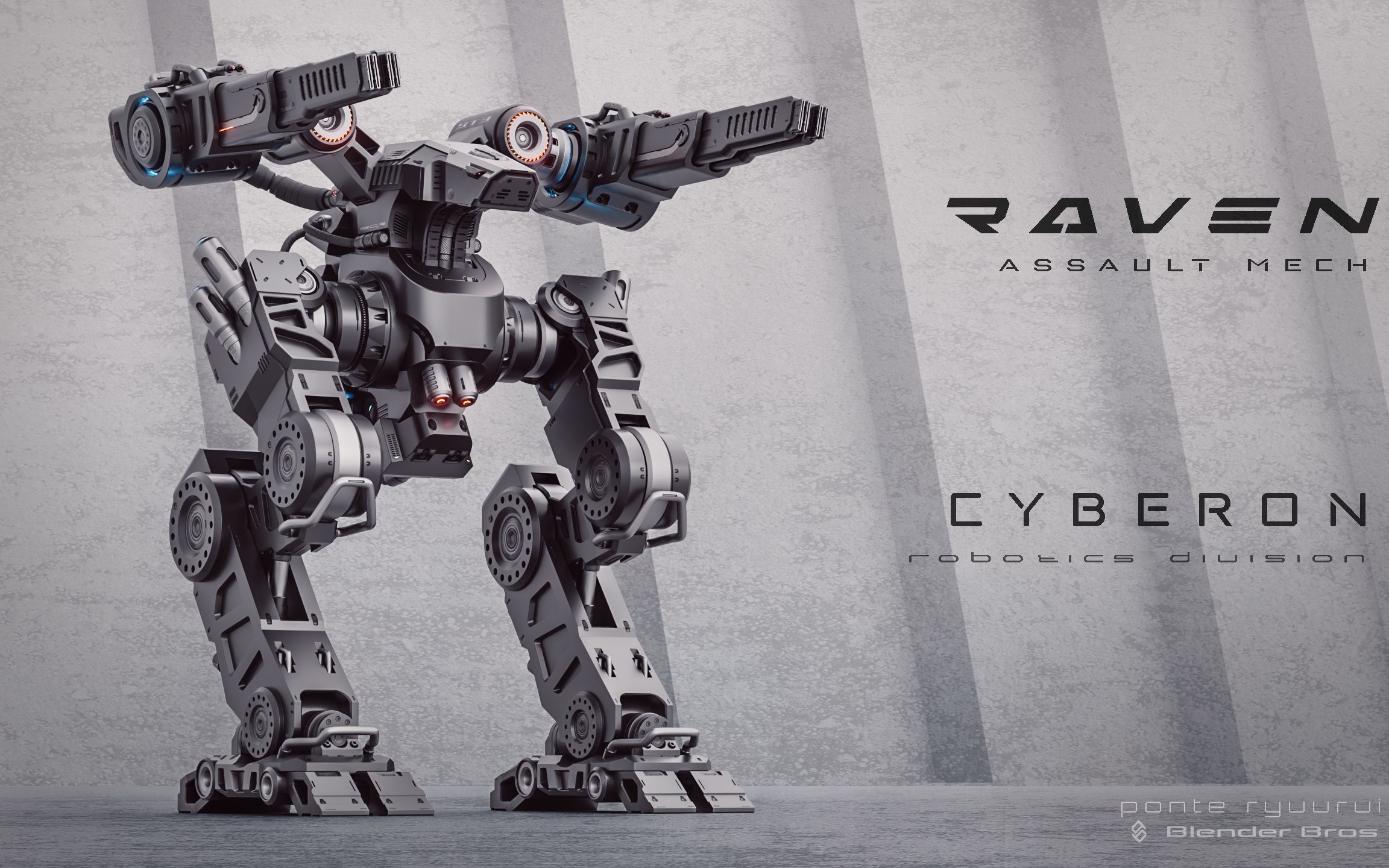 【blender】科幻机器人硬表面建模完整工作流程教程(中英双字)