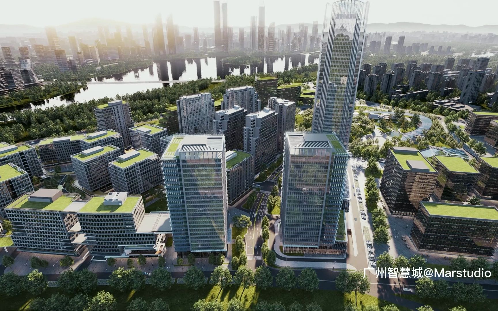 鸟瞰公建篇漫游动画d5渲染器