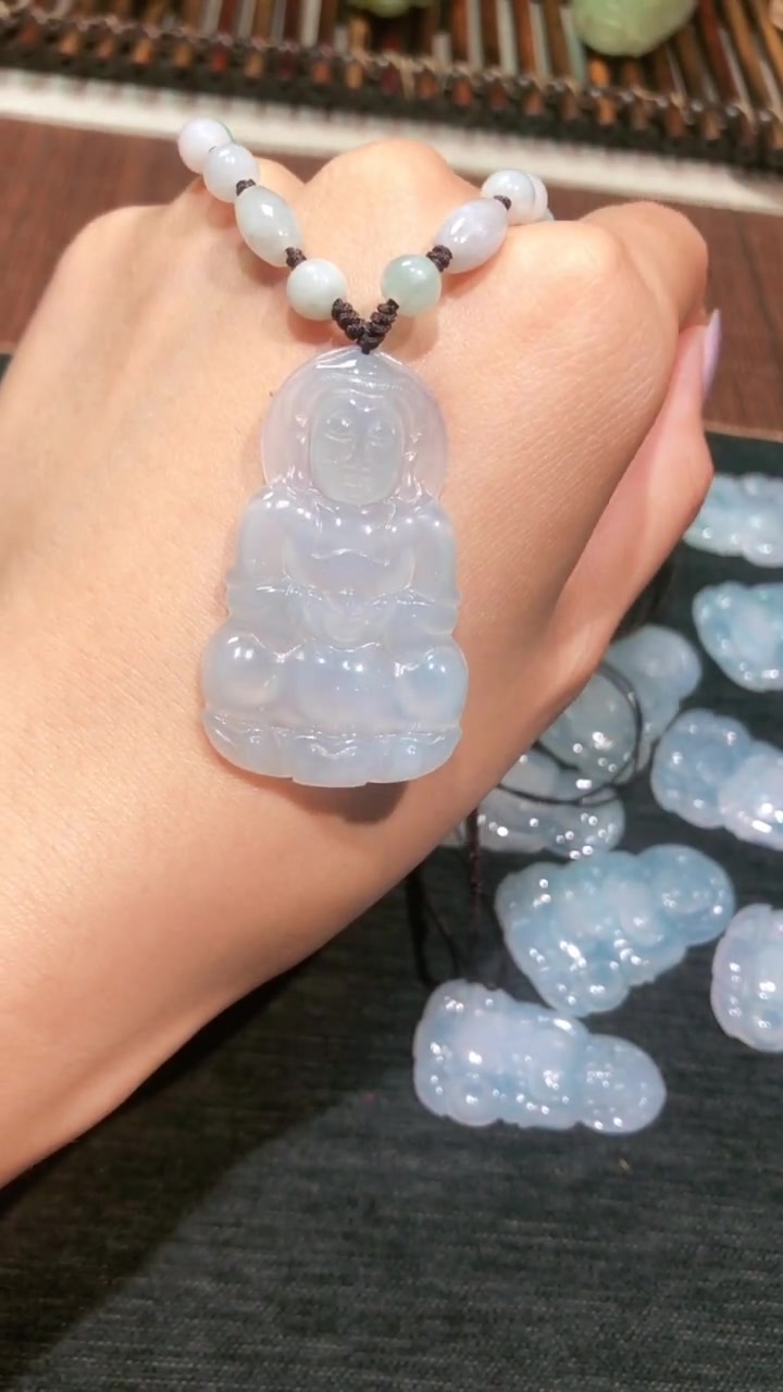 翡翠 俄罗斯碧玉 观音菩萨 高冰翡翠观音