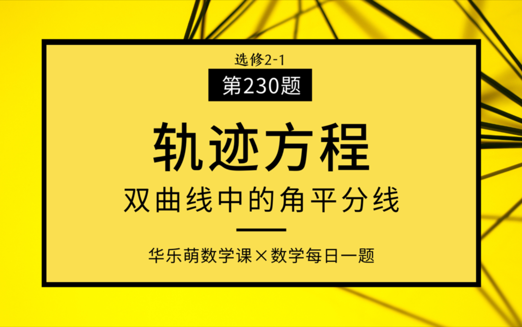 【第230题】选修21/轨迹方程+双曲线角平分线哔哩哔哩bilibili