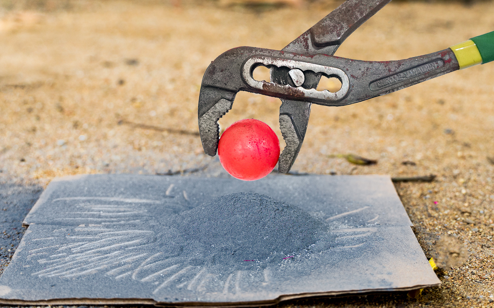 将烧红的"铁球"放在烟花粉末上,会有什么现象呢?