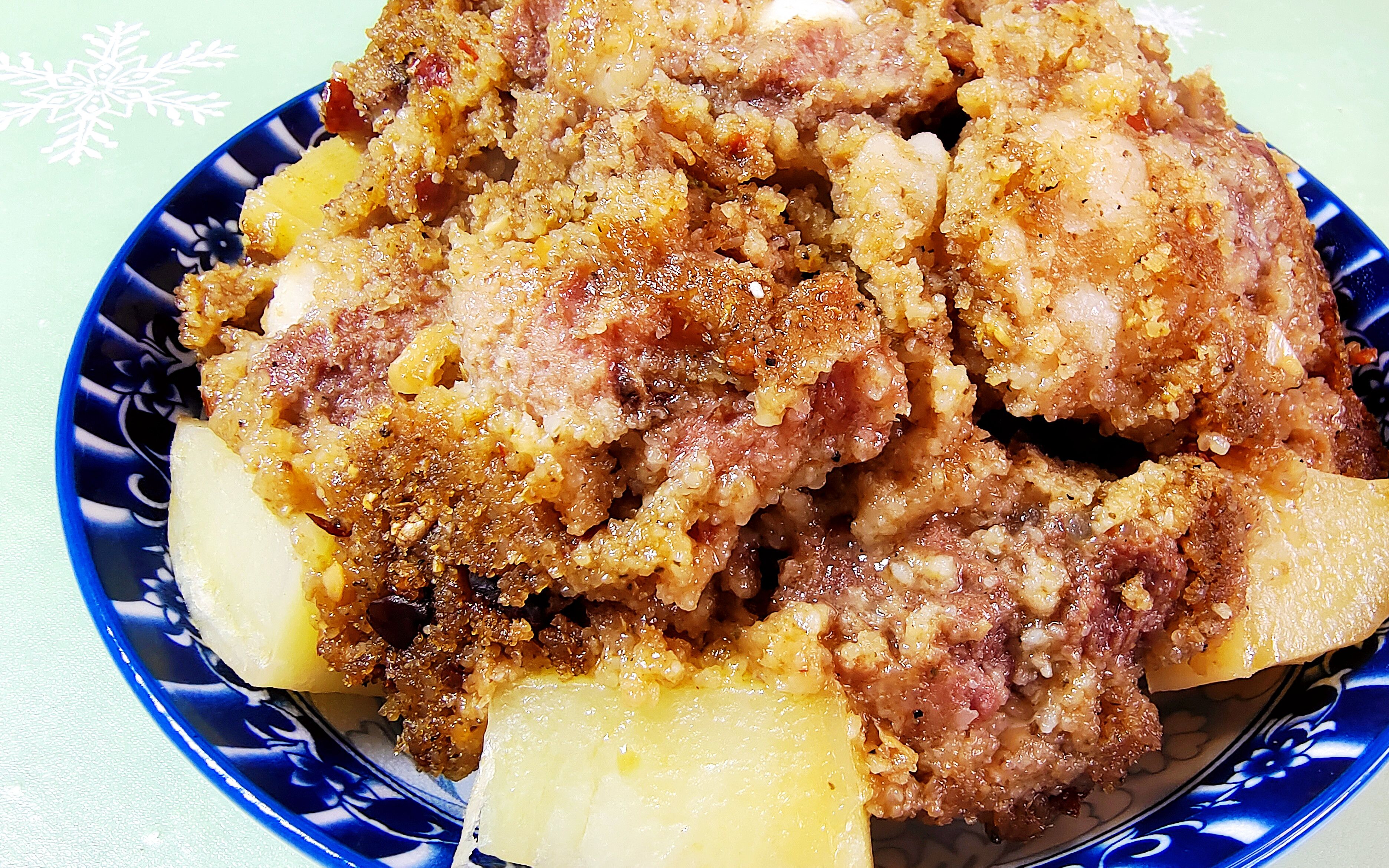 粉蒸排骨今天蒸肉米粉自己制作简单便捷