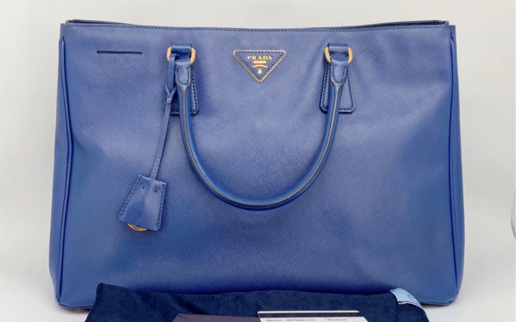 天津中古店|prada蓝色大号杀手包手提款通勤好好