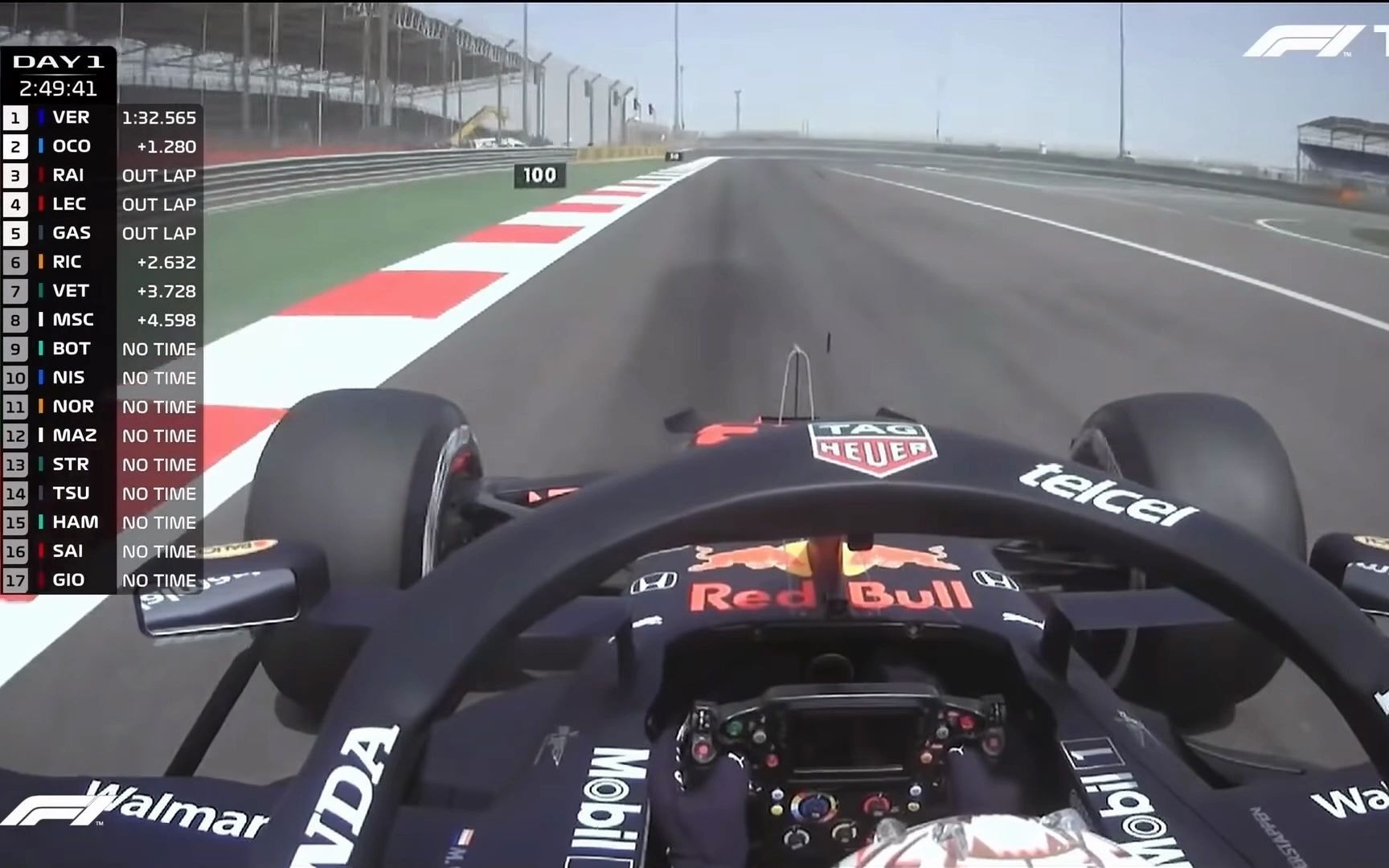 维斯塔潘驾驶红牛rb16b在冬测首日的个人最快单圈车载
