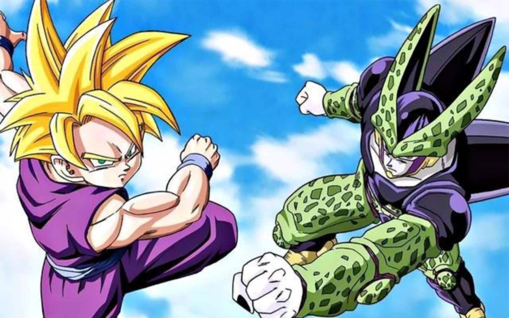 还原龙珠z孙悟饭首次觉醒超级赛亚人二干沙鲁