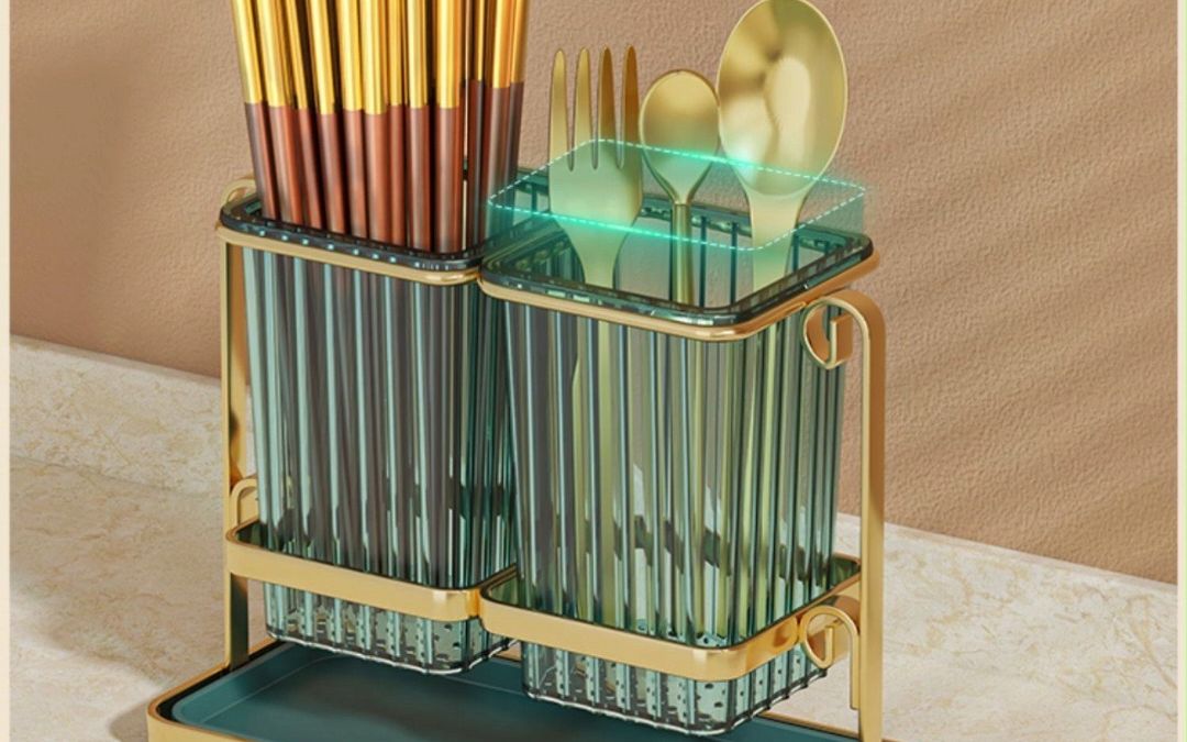 二三良作 居家必备-轻奢筷子收纳盒-家用筷子沥水桶