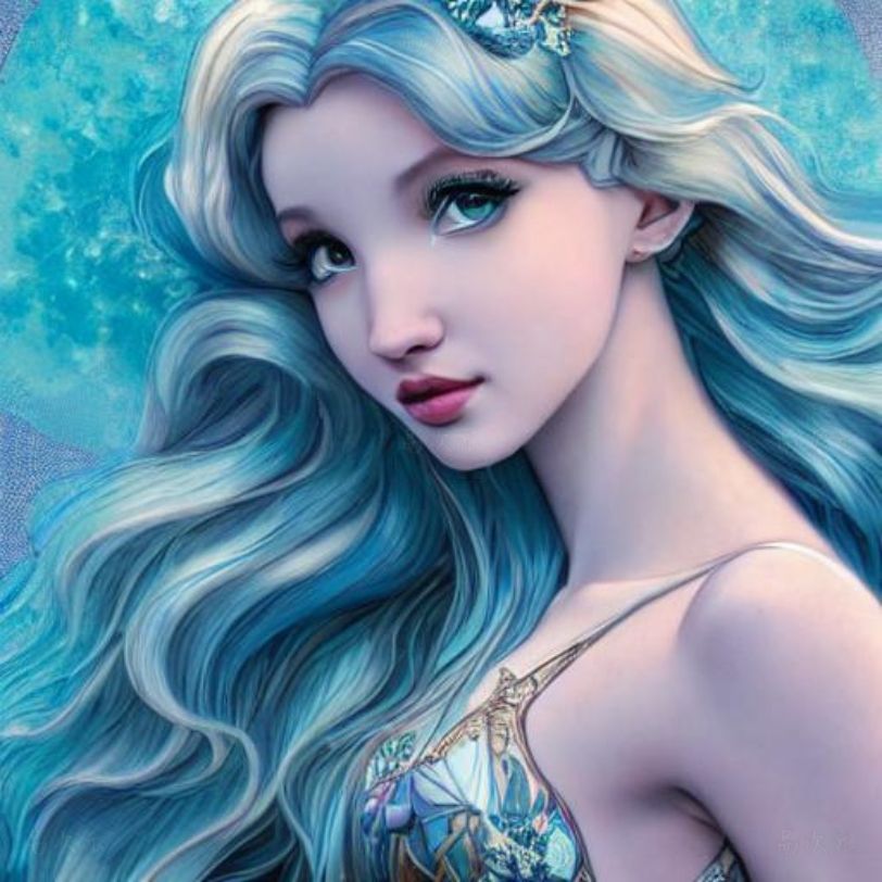 【易次元ai绘图】蓝发美人鱼_哔哩哔哩_bilibili