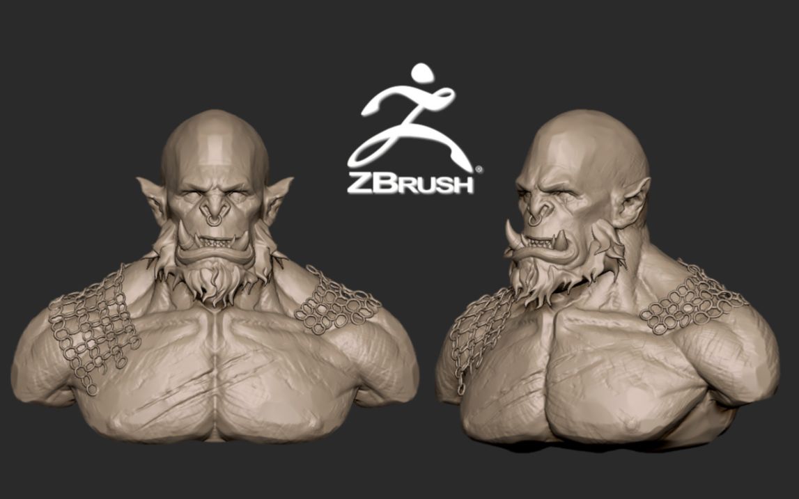 【zbrush雕刻】兽人胸像角色模型雕刻,适合新手学的3d人物角色建模