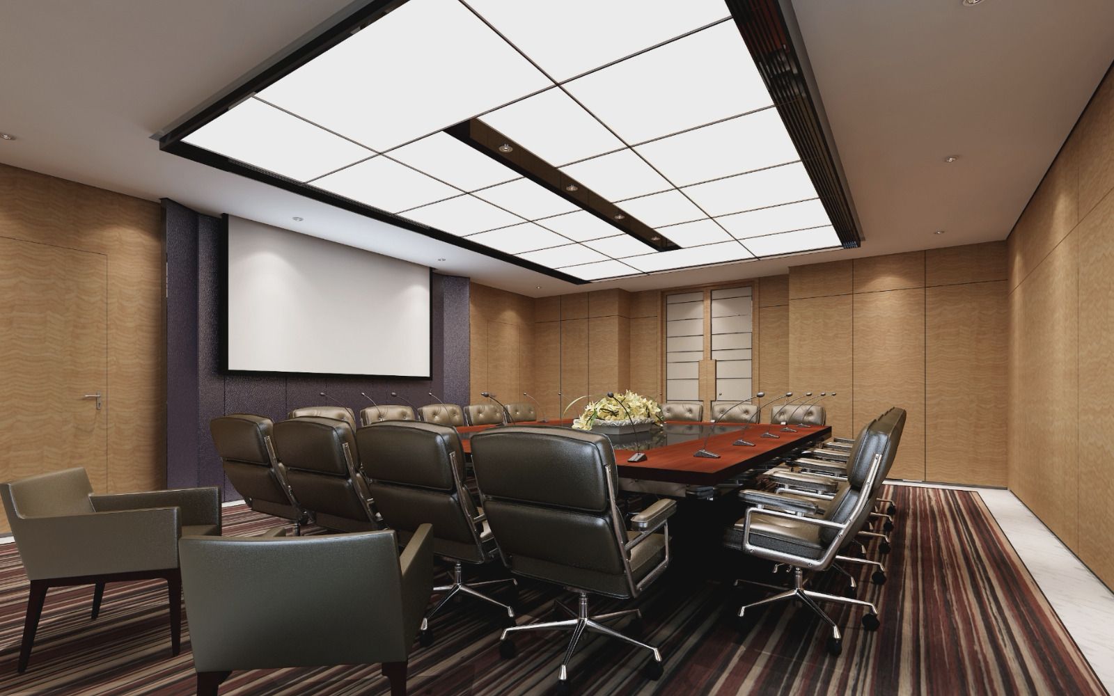 【会议室设计】办公会议室吸顶灯光吊顶装修效果图