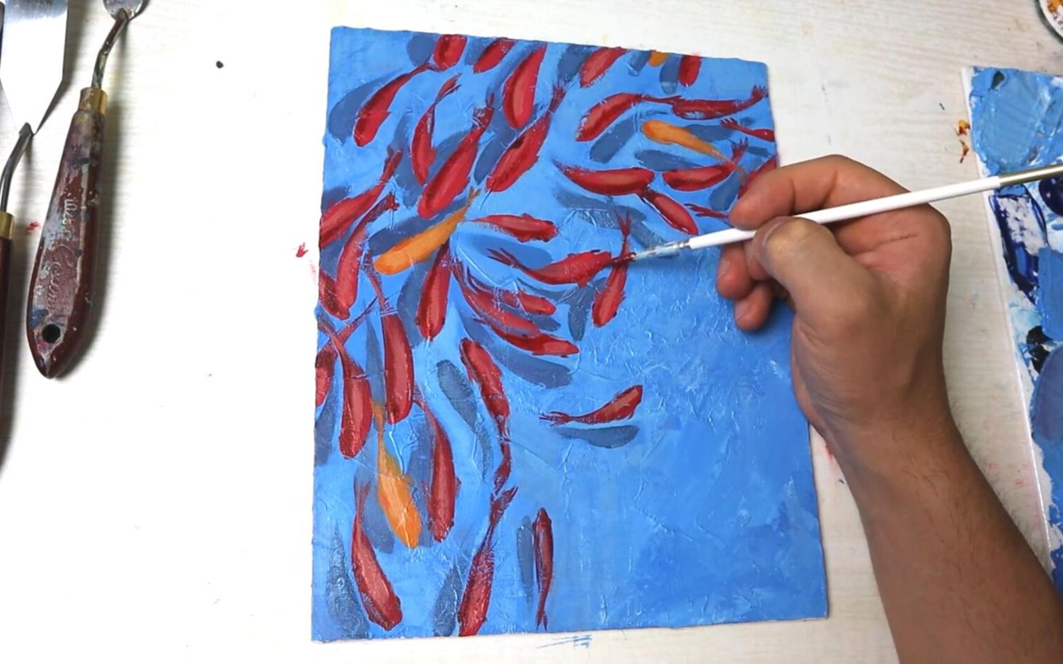 丙烯画绘画教程立体感的锦鲤fishamazingspeedartacrylicpaintingfor