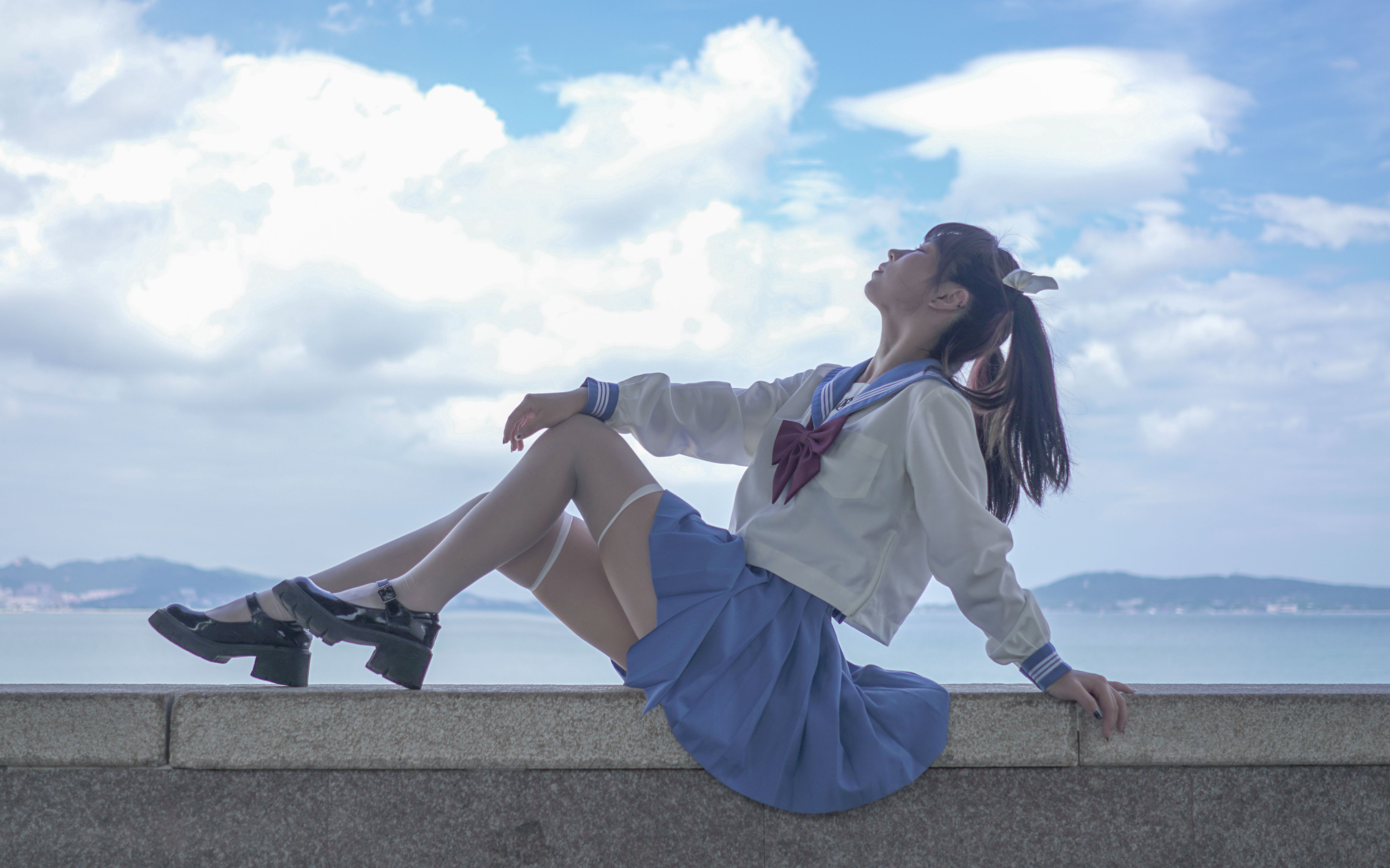 竖屏蓝天大海白丝水手服太美好啦水色summerdays嘉也子