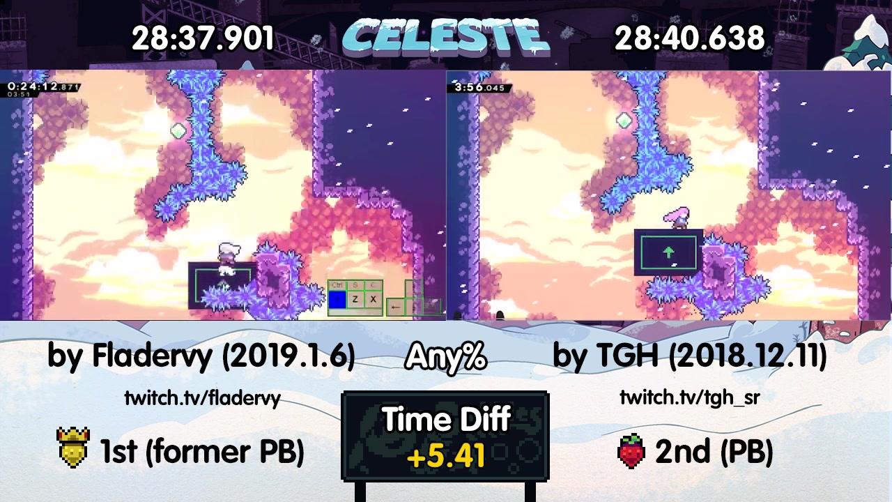 【Celeste(蔚蓝)世界记录对比】山神翻车!Fladervy是怎么在2500m省下8秒的?哔哩哔哩bilibili