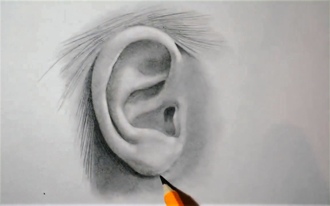 画侧脸时耳朵结构不清楚挤需体验三番钟你就会画了哟