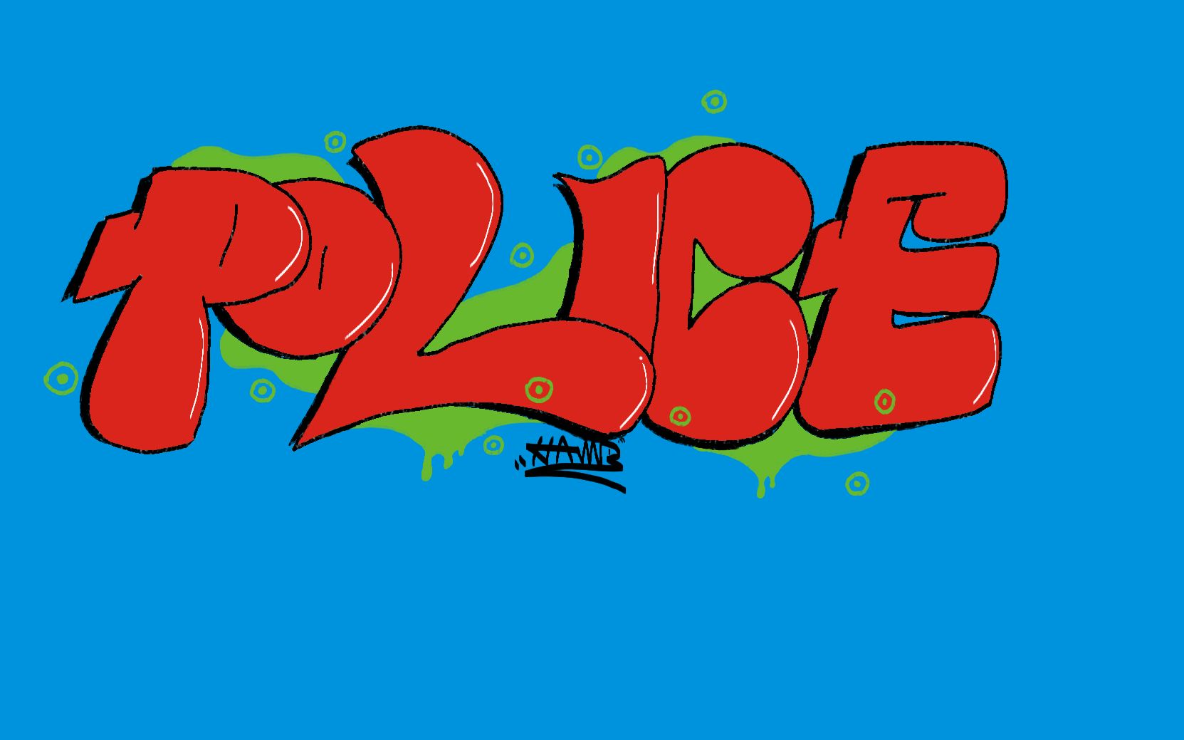 新手涂鸦手稿police泡泡字