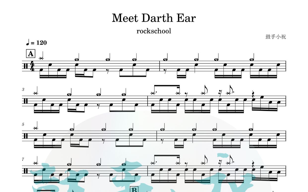 《meet darth ear》 rockschool8-1 架子鼓动态鼓谱