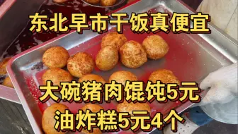 东北早市干饭能有多便宜？纯肉馄饨5元满满一大碗，油炸糕5元4个，无敌！