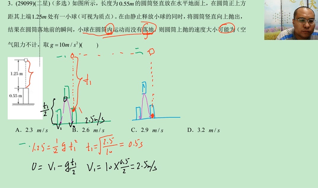 极值临界问题 竖直上抛与自由落体结合 小球在圆筒里临界问题