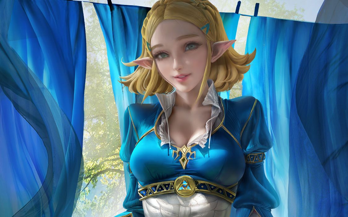 sakimichan塞尔达传说短发的塞尔达呢原速绘画