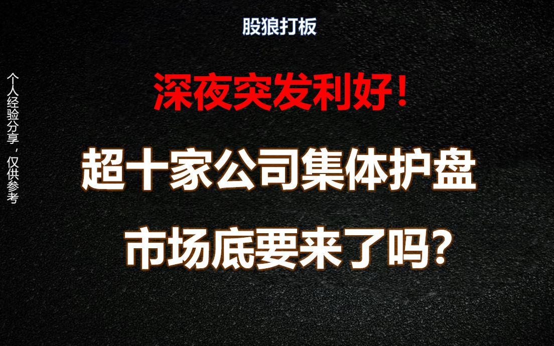 深夜突发利好,郭嘉队出手,超十家公司集体“护盘”,市场底要来了吗?哔哩哔哩bilibili