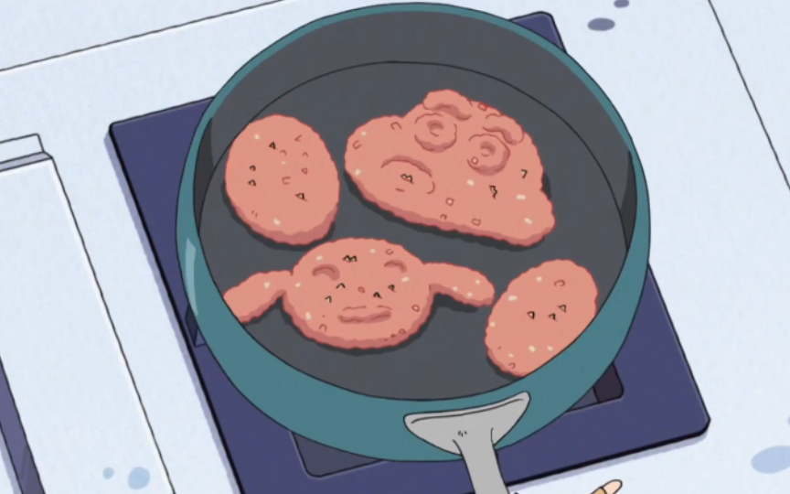 【蜡笔小新】美食剪辑|自己做晚餐哦 汉堡排 煎蛋