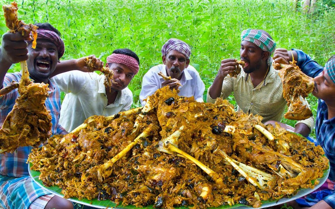 【印度阿三美食】咖喱洋葱烹饪和食用全羊,做成糊状才算达标