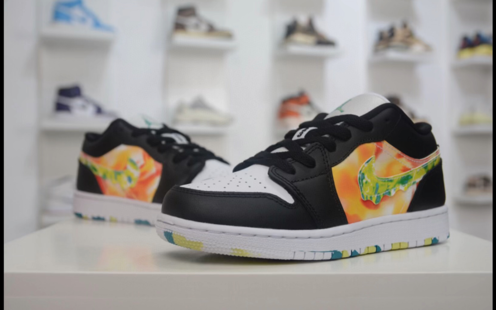 乔丹airjordan1lowdarktealobsidianaj1油漆扎染低帮运动球鞋货号dj