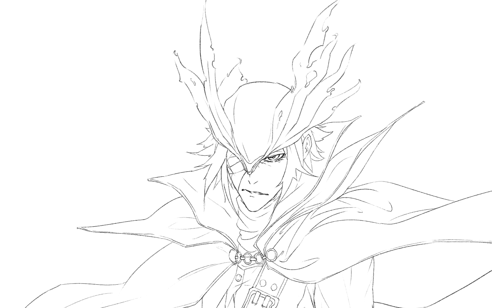 【板绘】【血源诅咒】勾线过程 摸了个亚楠猎人